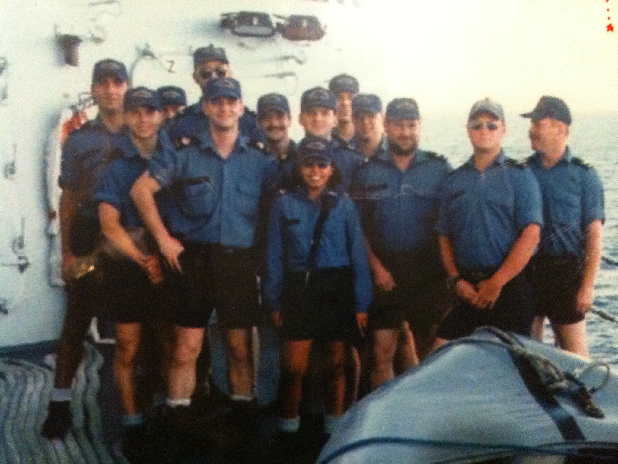 with her crewmates in the Persian Gulf