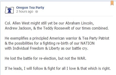 Oregon Tea Party hearts Allen West