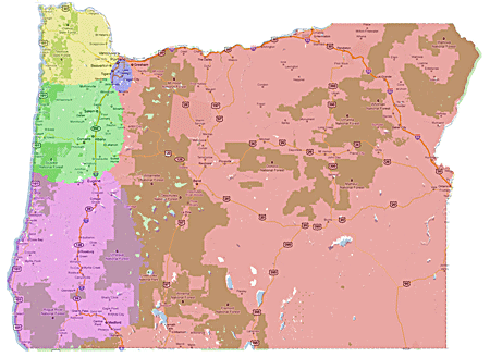 Oregon lowest distance map